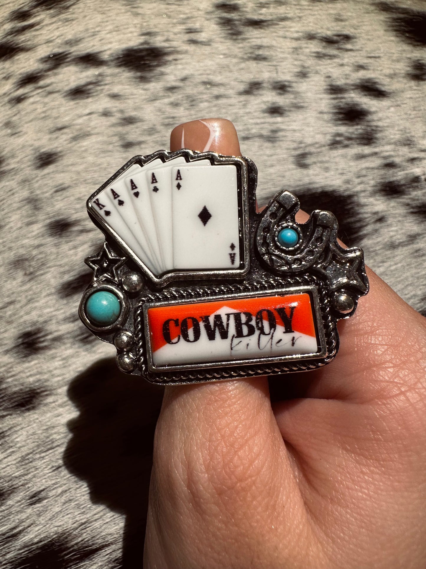 Adjustable card cowboy killer ring