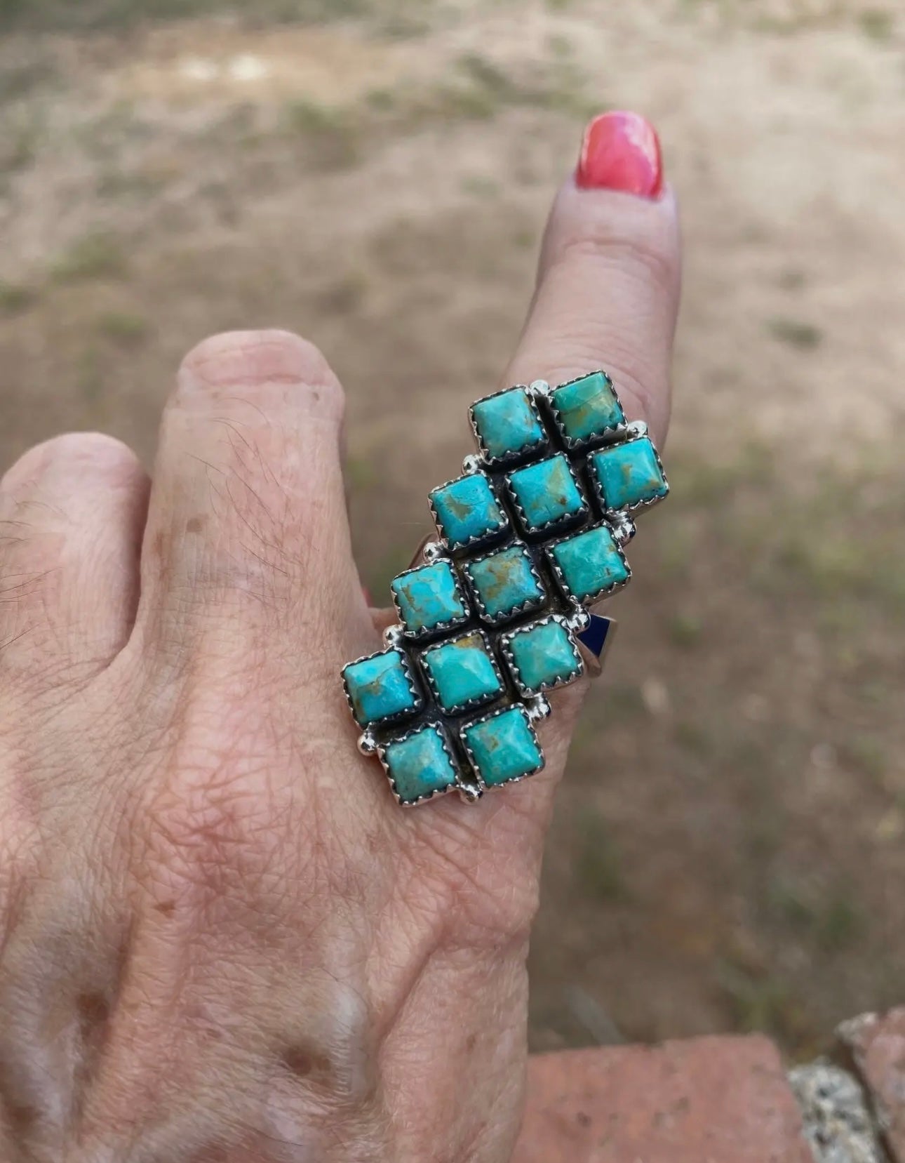Adjustable kingman turquoise ring