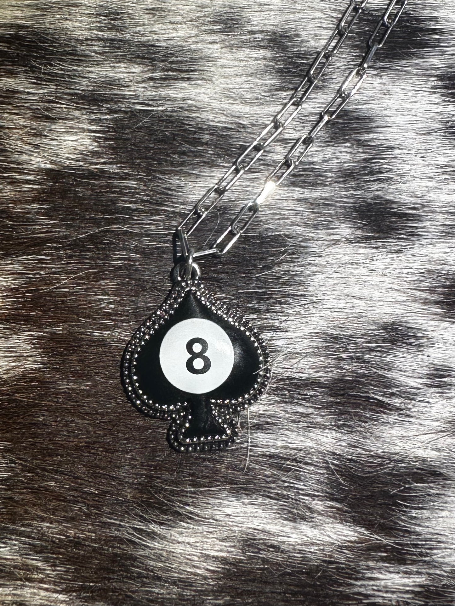 Spade 8 ball necklace