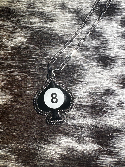 Spade 8 ball necklace