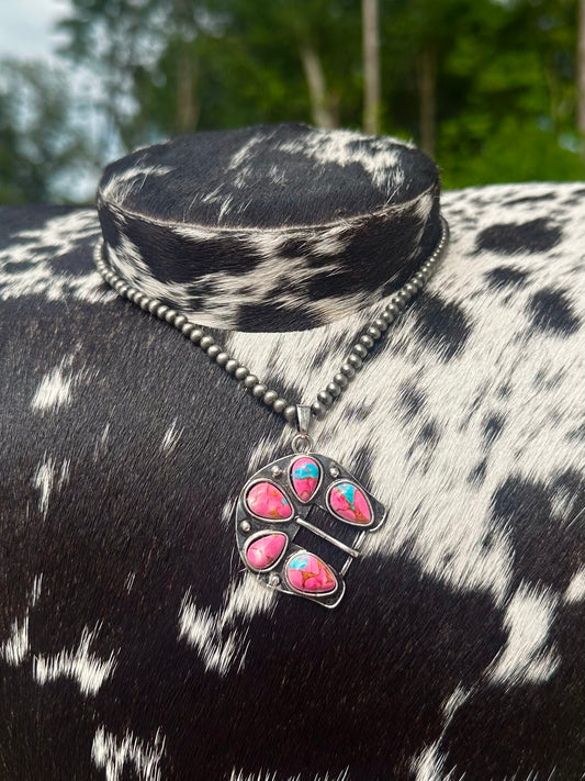 Cotton candy buckle necklace