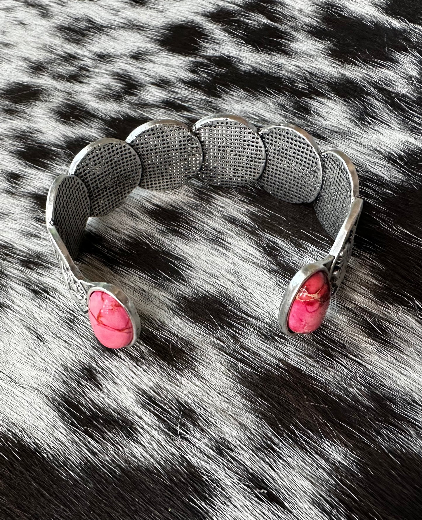 Buffalo & Indian cuff w pink stone