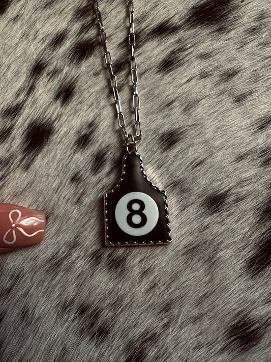8 ball cow tag necklace