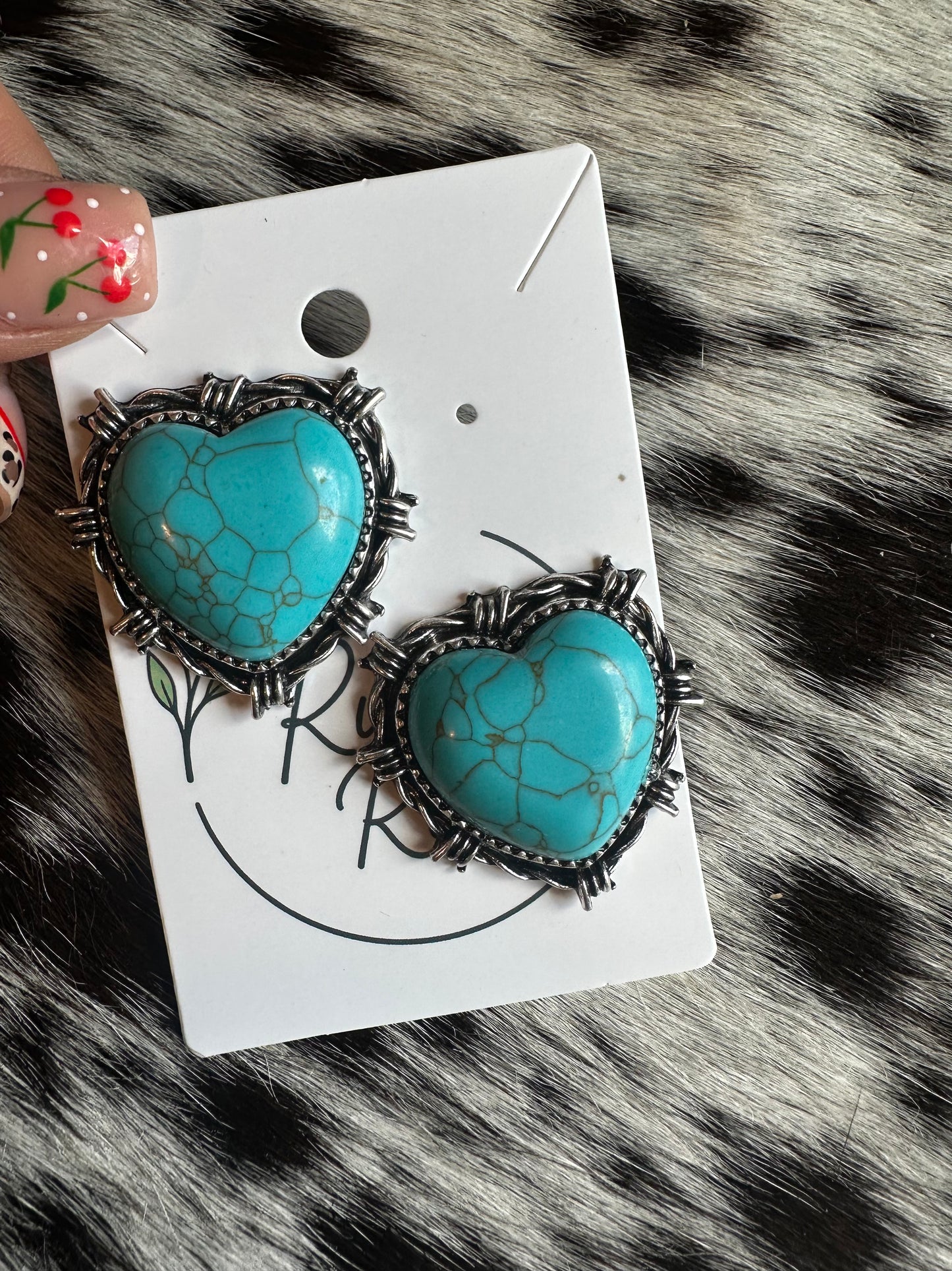 Barbed wire heart earrings