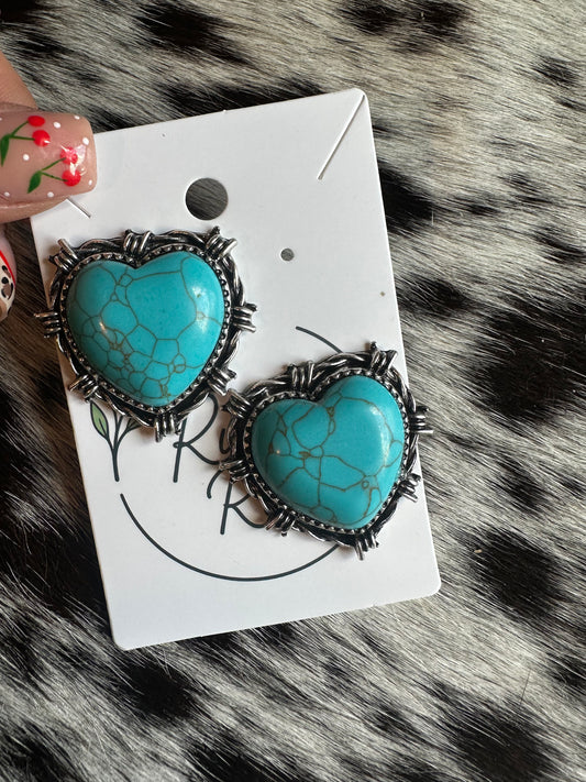 Barbed wire heart earrings