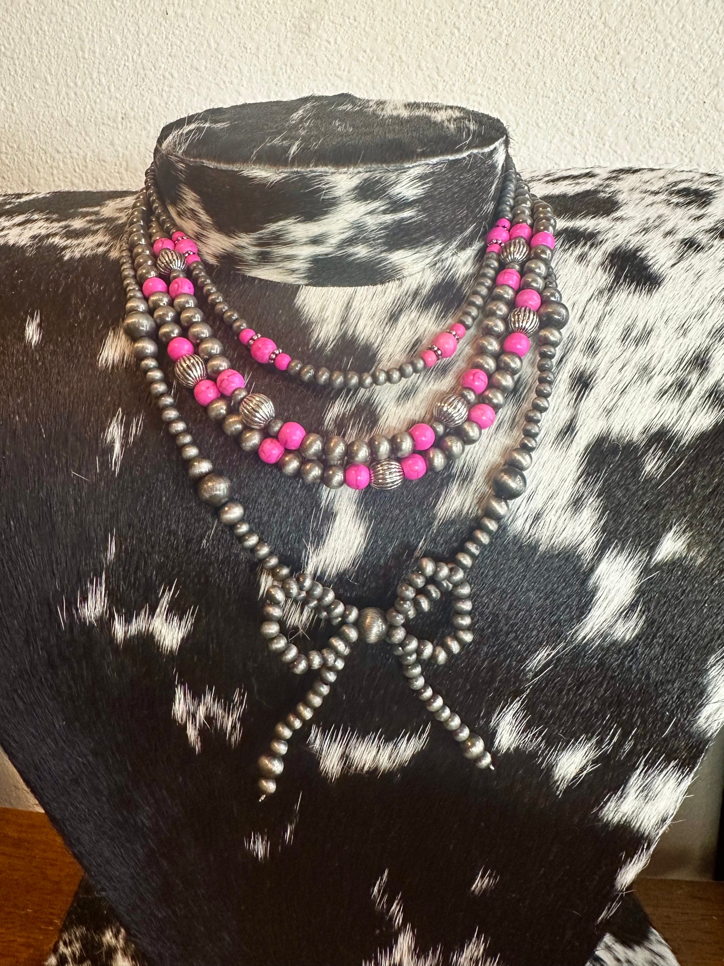 4n1 pink bow necklace