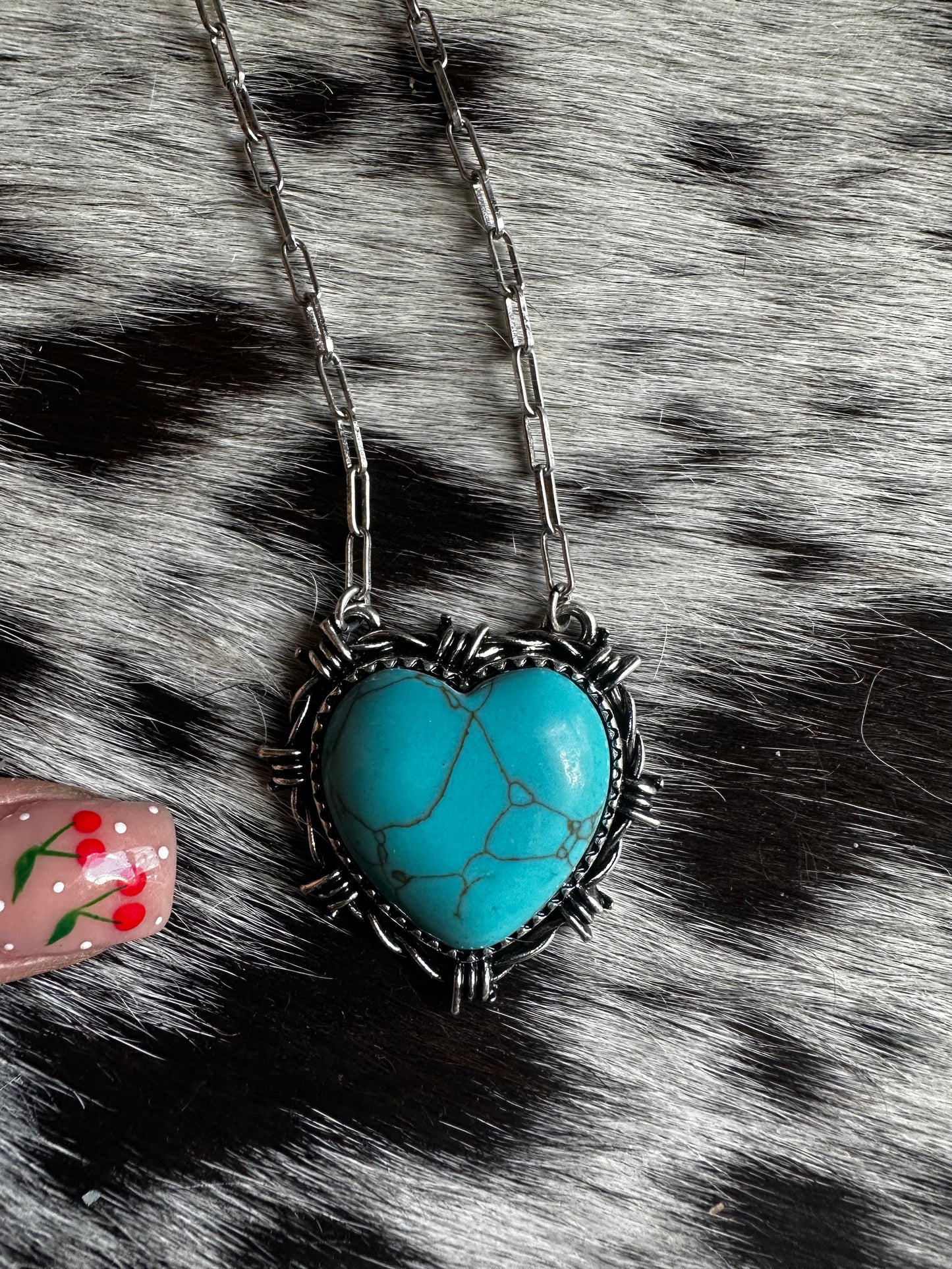 Barbed wire heart necklace