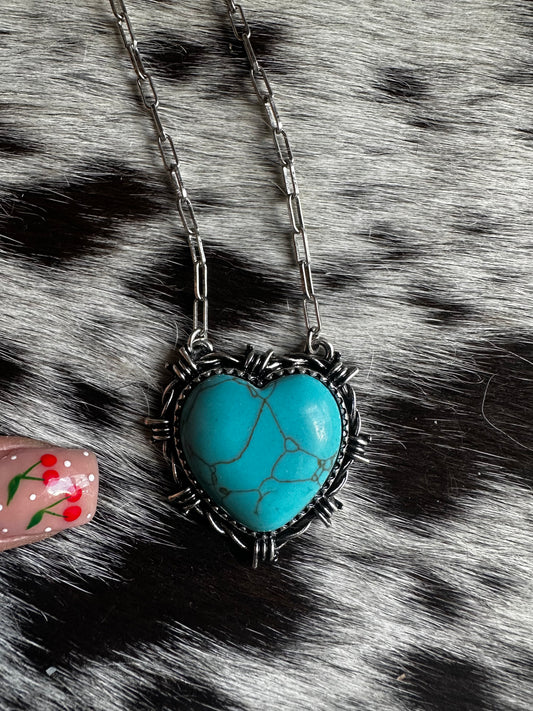 Barbed wire heart necklace