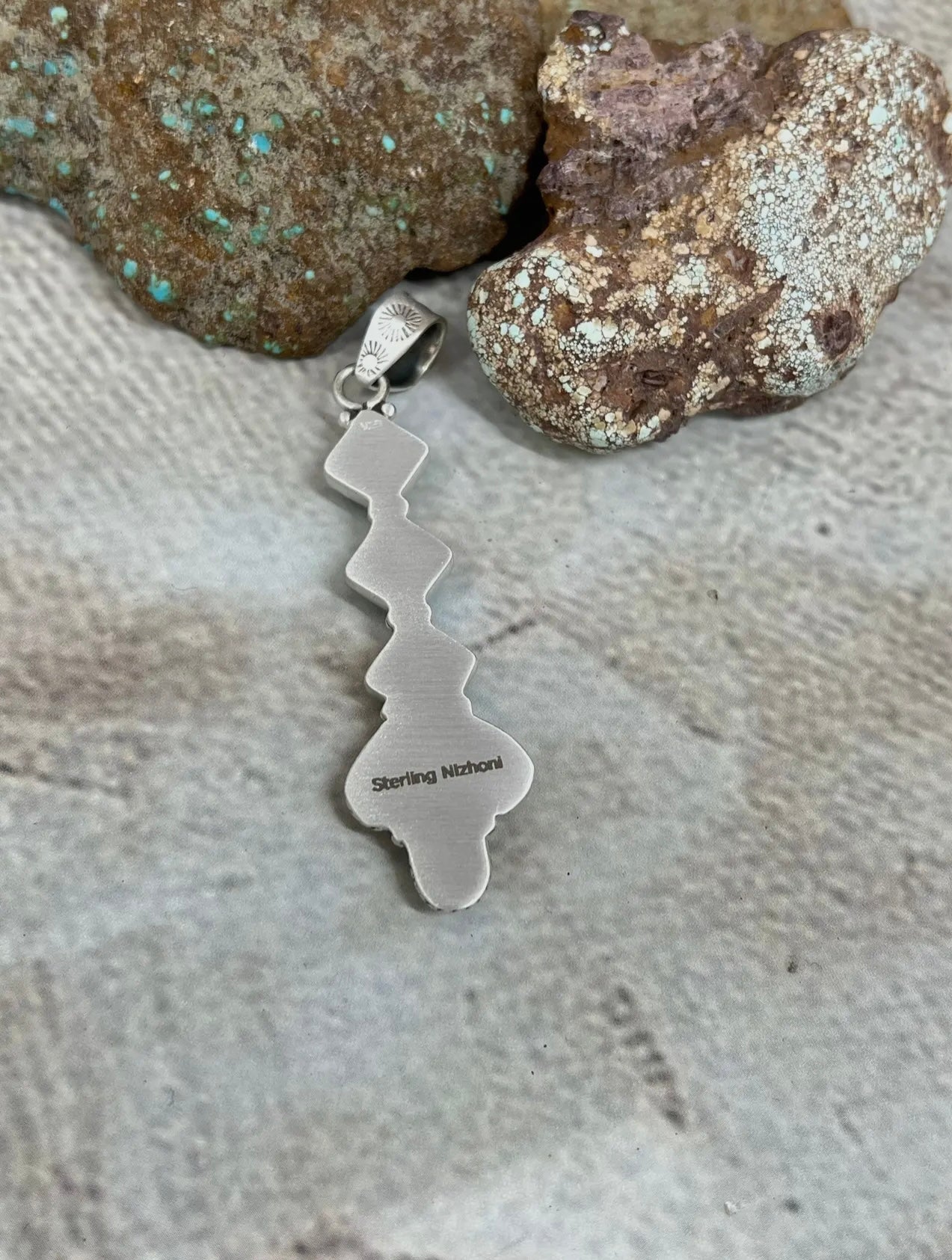Handmade Sterling Silver, Kingman turquoise with Wild Horse Pendant