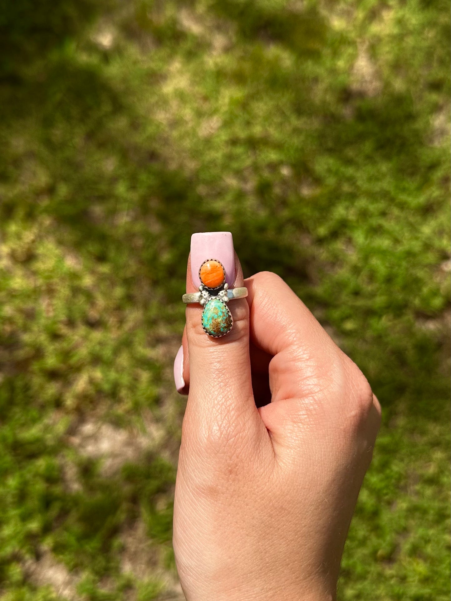 Adjustable orange spiny & Catalina ring