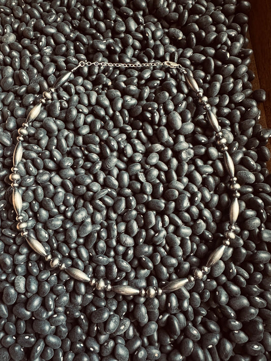 15 inch Torpedo Bead Necklace – Sterling Silver Pearls