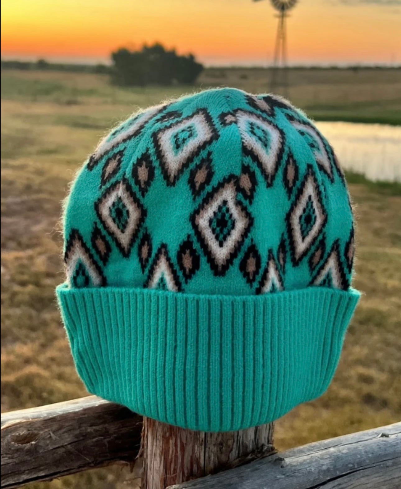 Blue Aztec beanie