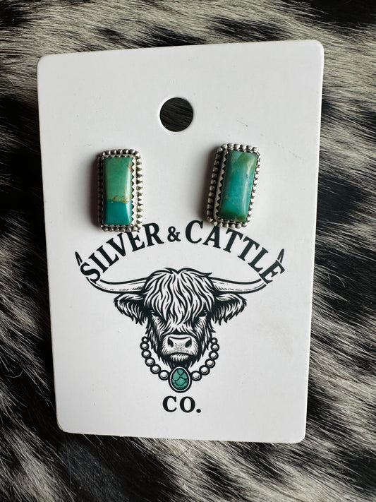 Handmade Sterling Silver, KingmanTurquoise Post Studs