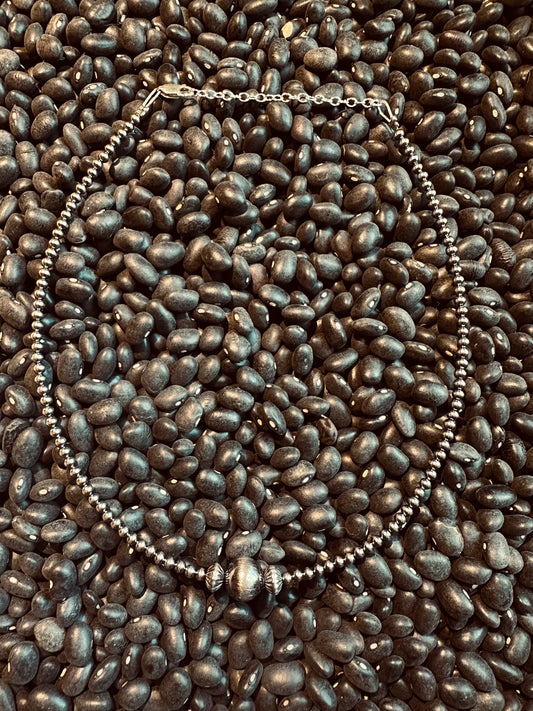 14 inch 3 mm Sterling Silver pearls choker with a 10 mm middle