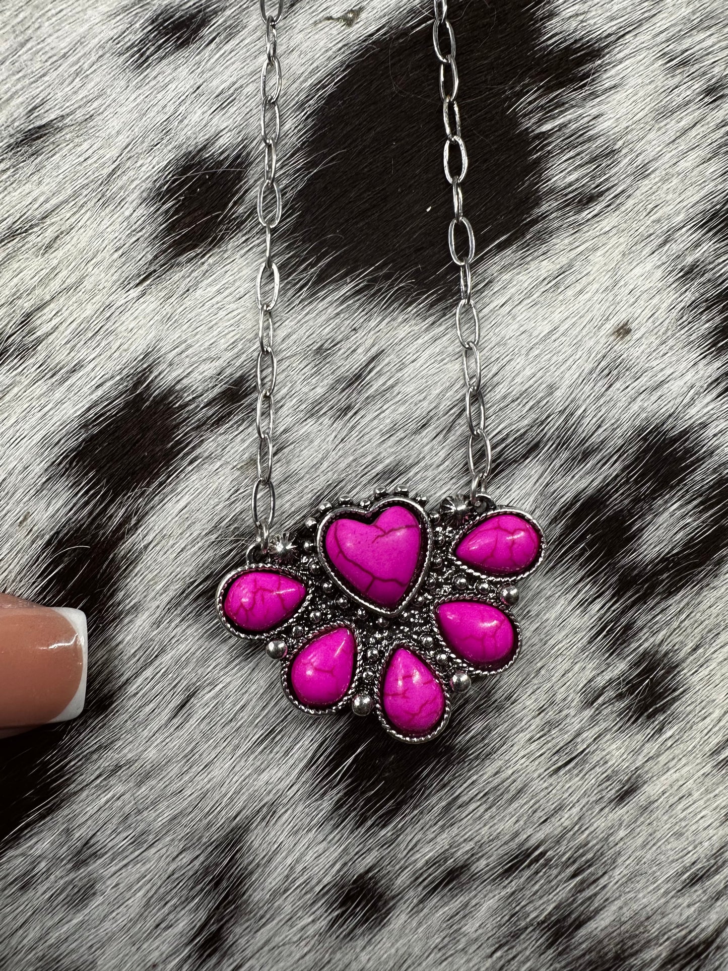 Pink Heart cluster necklace