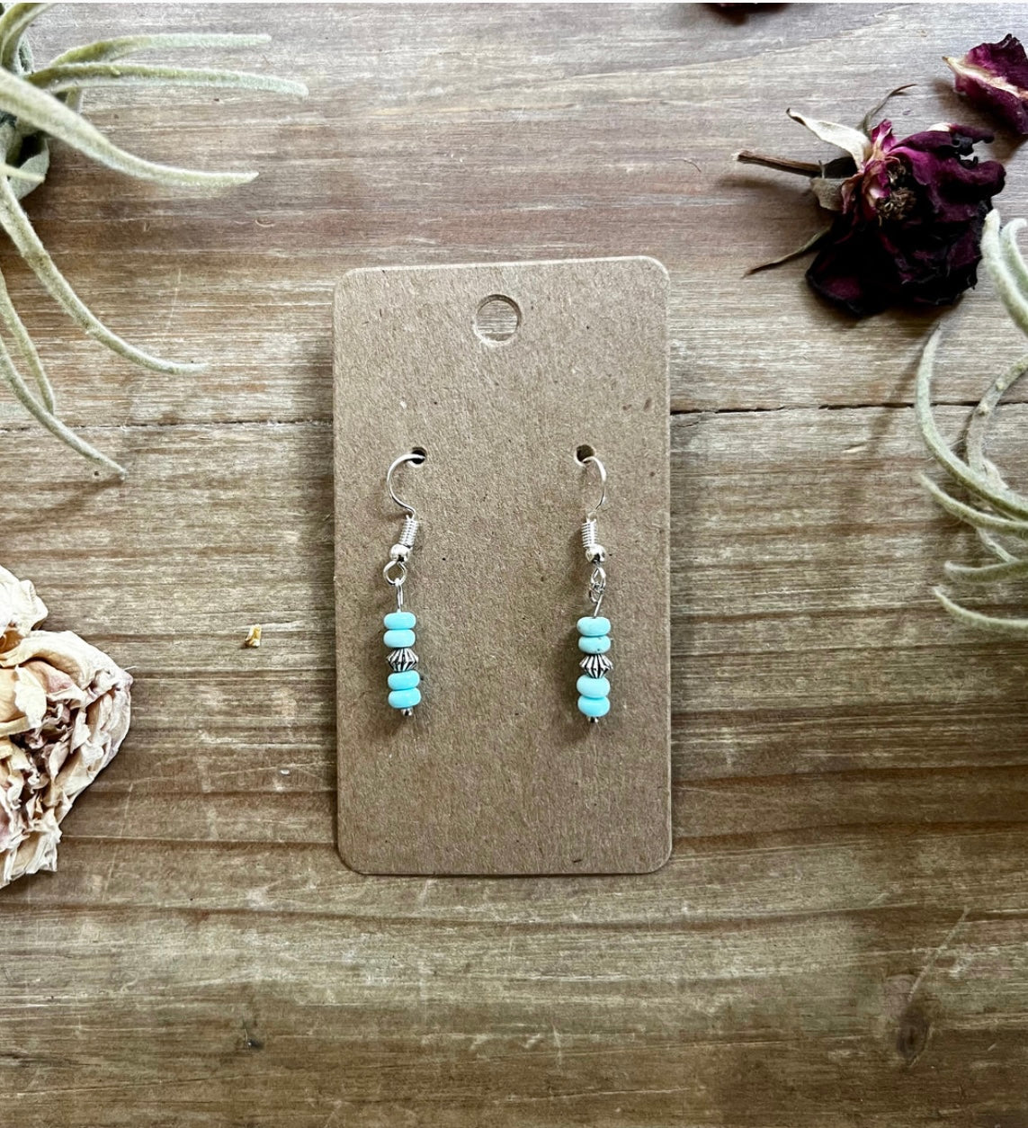 Turquoise magnesite dangle earrings