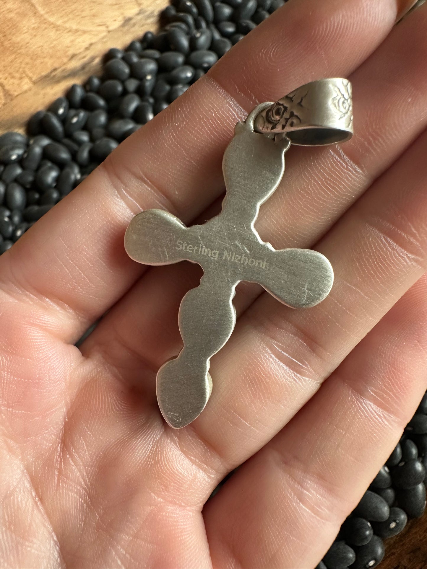 Handmade Sterling Silver, KingmanTurquoise Cross Pendant