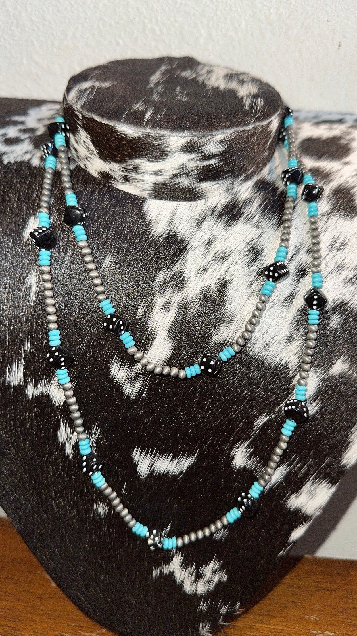 Blue dice necklace