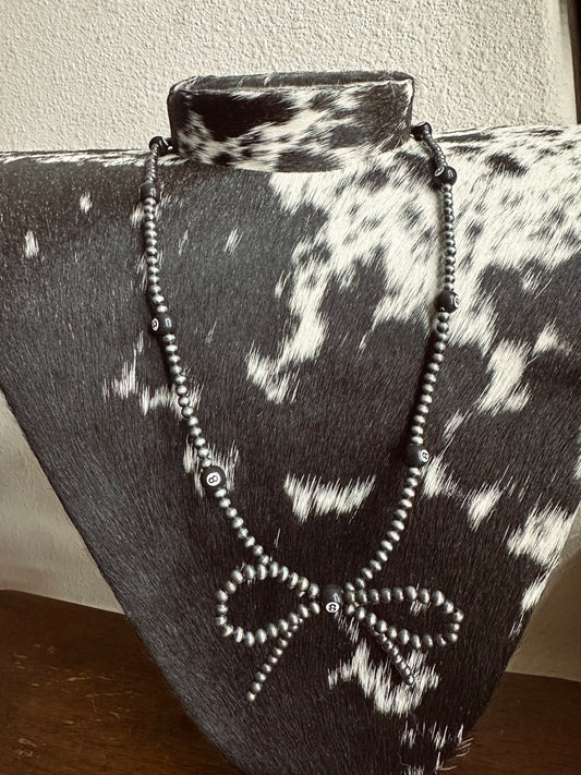 8 ball bow tie necklace