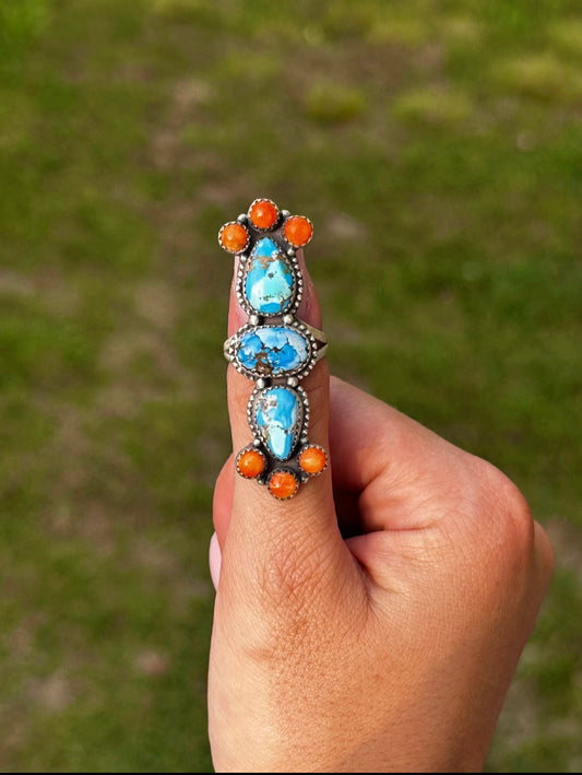 Golden hills & Orange spiny ring | fits just under a size 7