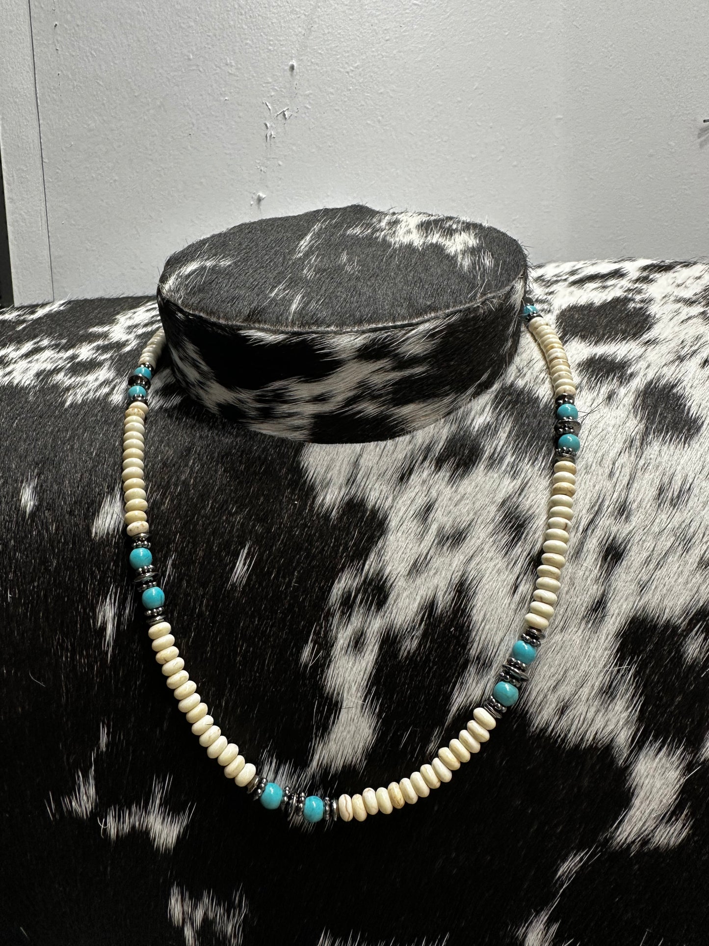 White bead necklace