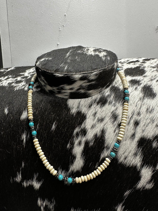 White bead necklace