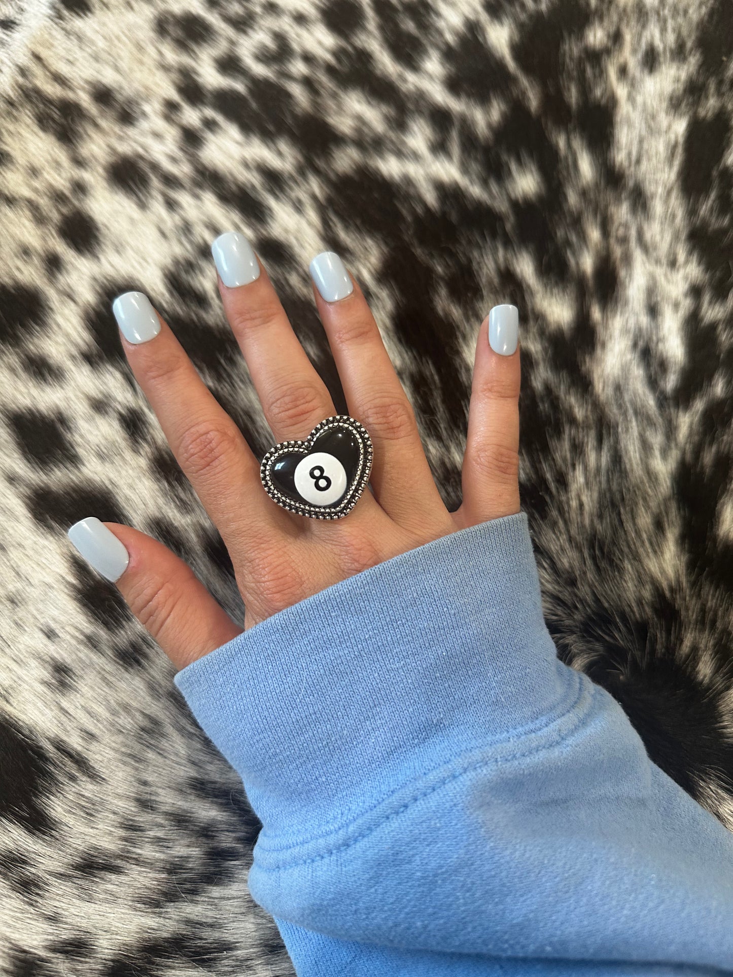 Adjustable 8 ball heart ring