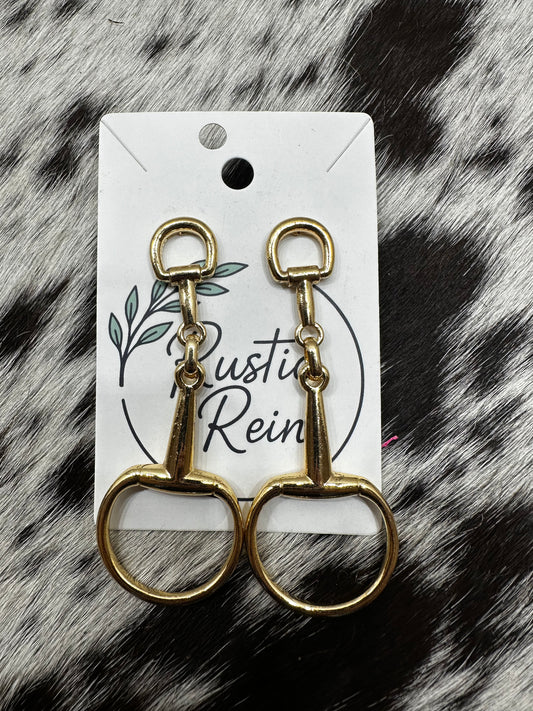 Gold color snaffle bit earrings