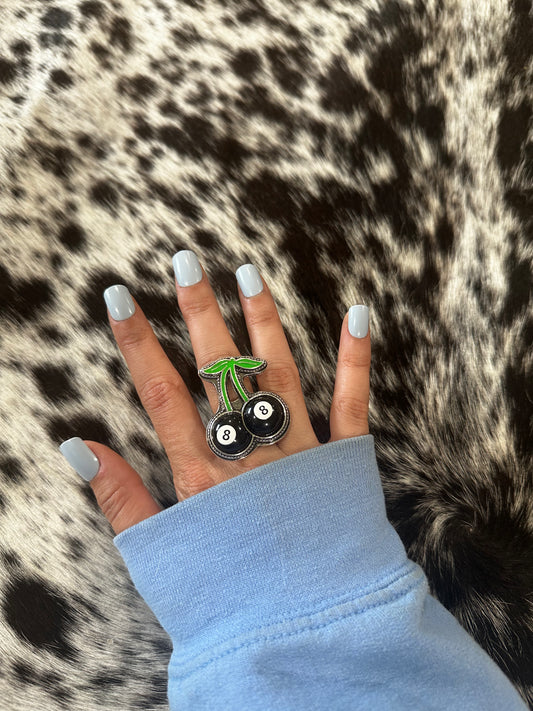 Adjustable Cherry 8 ball ring