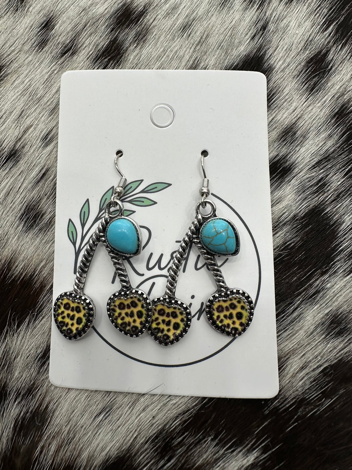 Cheetah cherry earrings