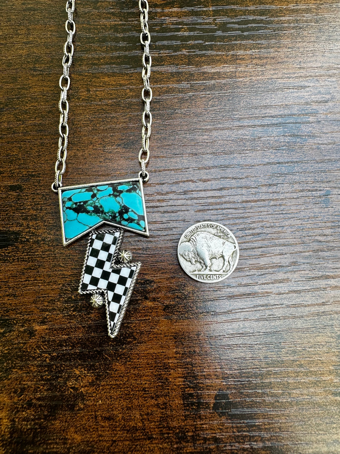 Checkered lightning necklace