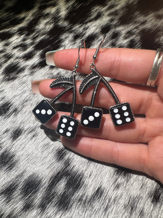 Cherry dice earrings