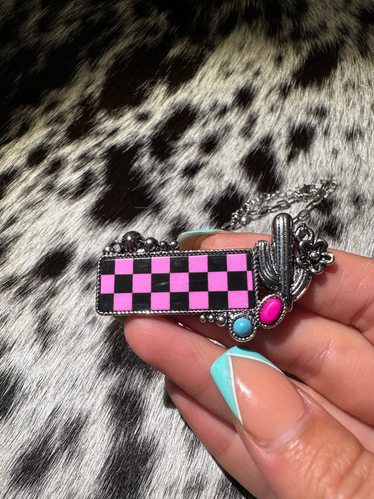 Pink checkered cactus bar