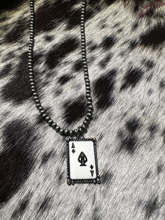 Vintage style Ace card necklace