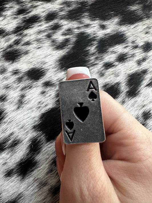Adjustable Ace spade card ring