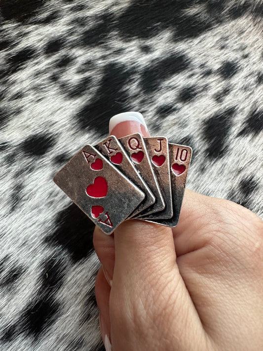 Adjustable Heart cards ring