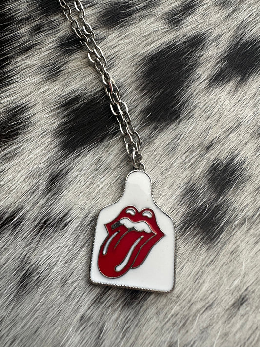 Rolling Stones cow tag necklace