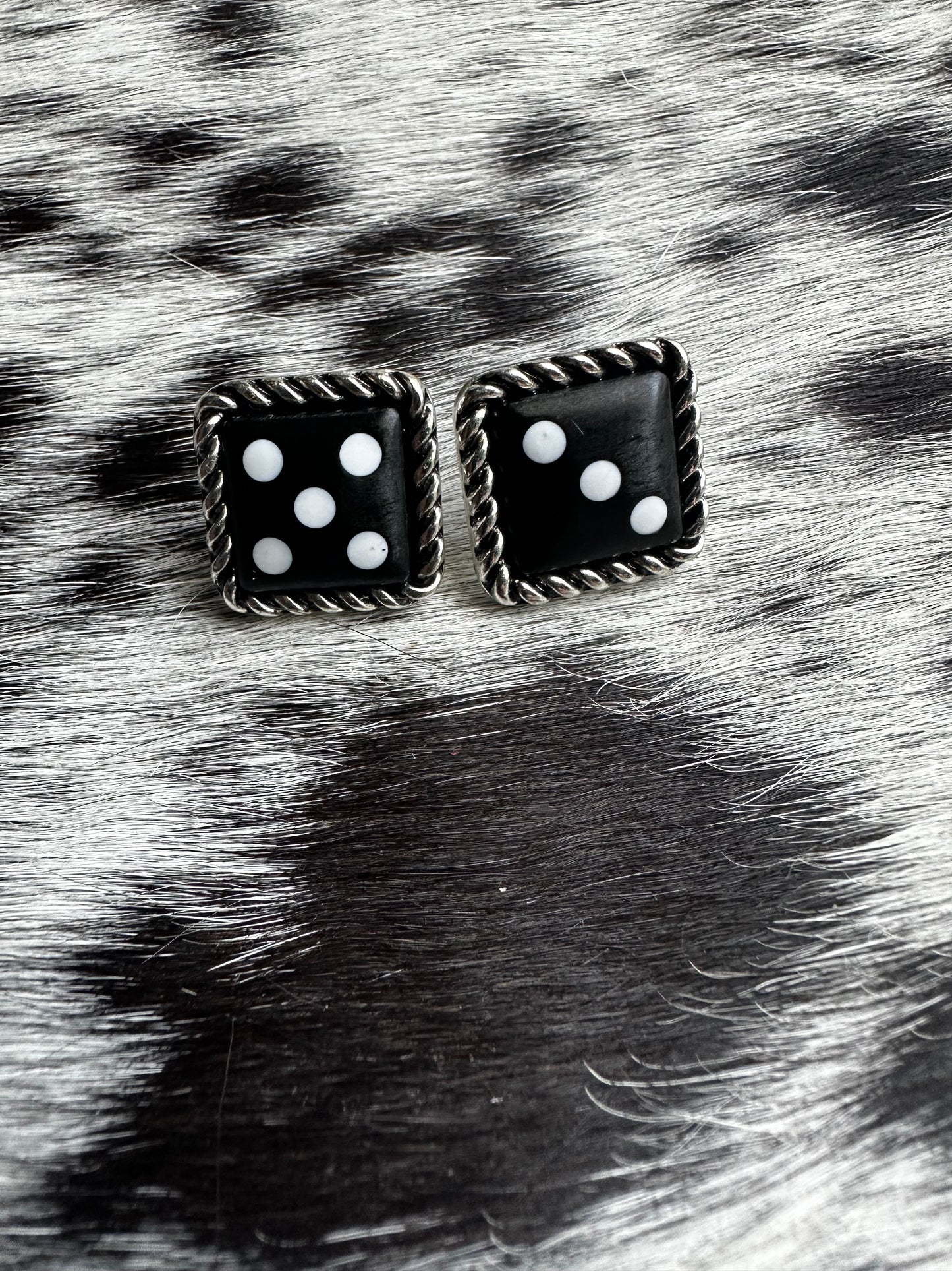 Black dice earrings