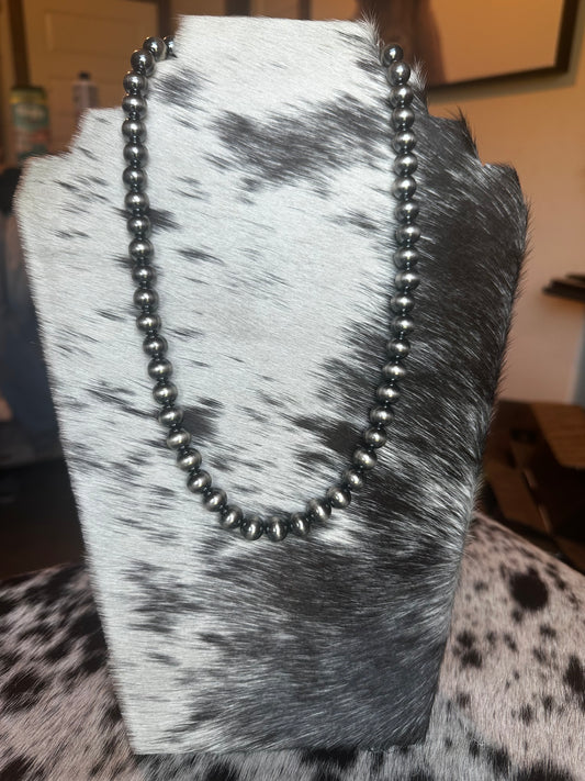 10mm 20” Sterling silver pearl necklace