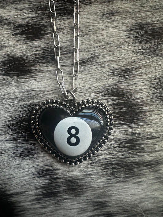 8 ball heart necklace