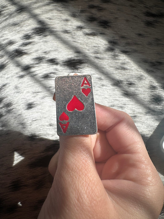 Adjustable ace of hearts ring