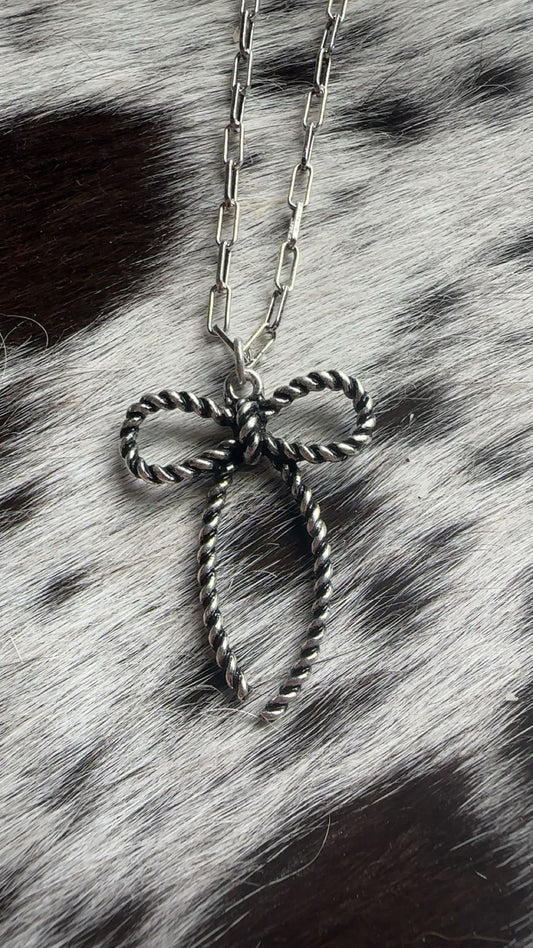 Rope bow tie necklace