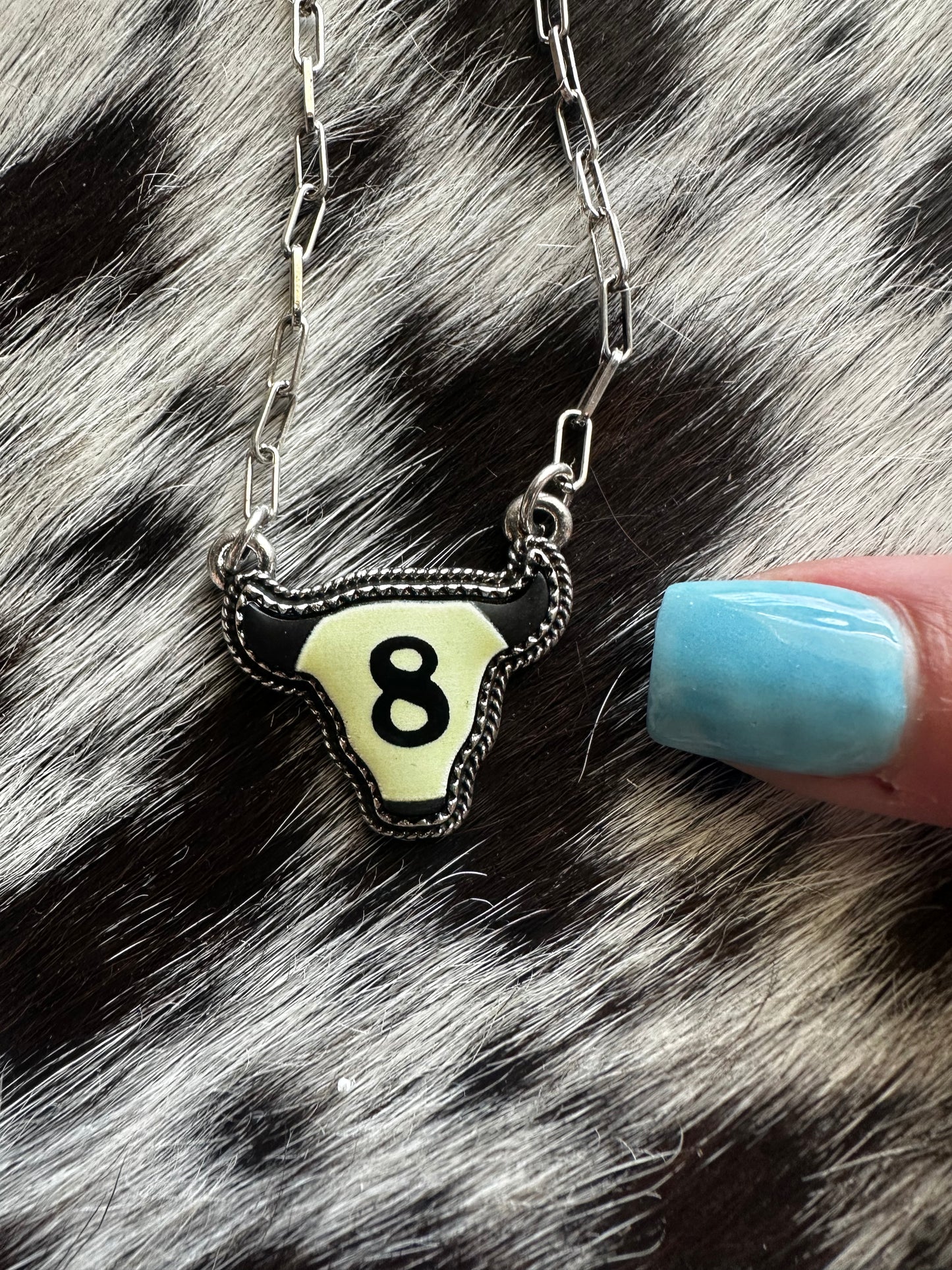 8 ball bull necklace