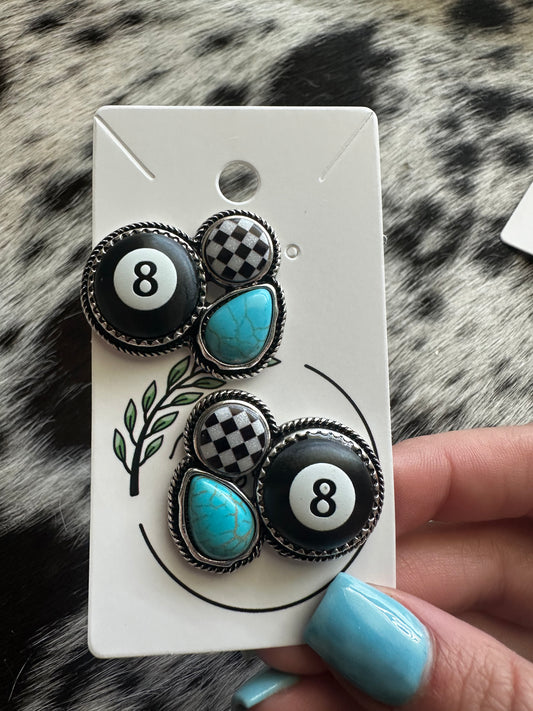 8 ball cluster earrings