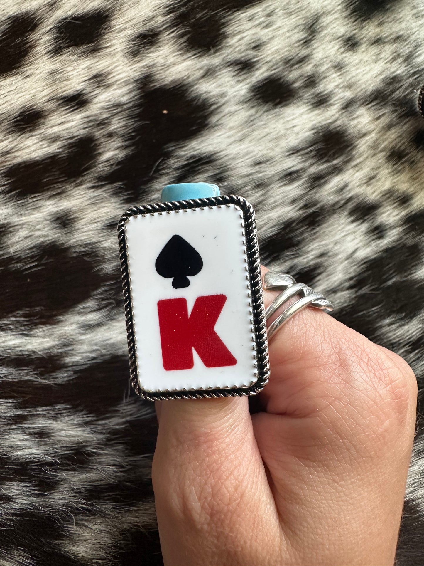 Adjustable K of spade ring