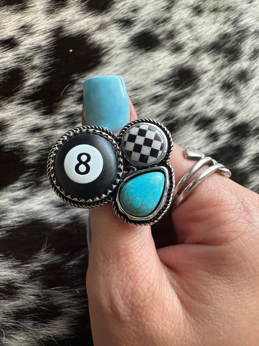Adjustable 8 ball cluster ring