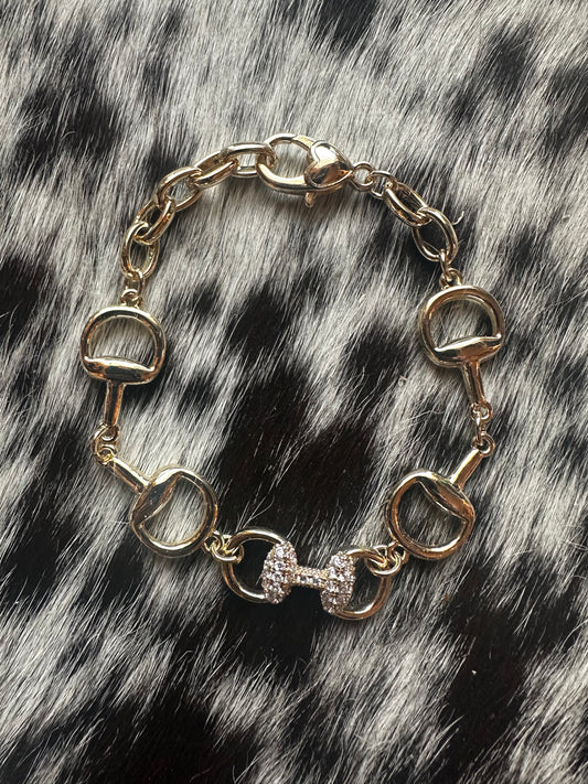 14k Gold plated Snaffle bit bracelet