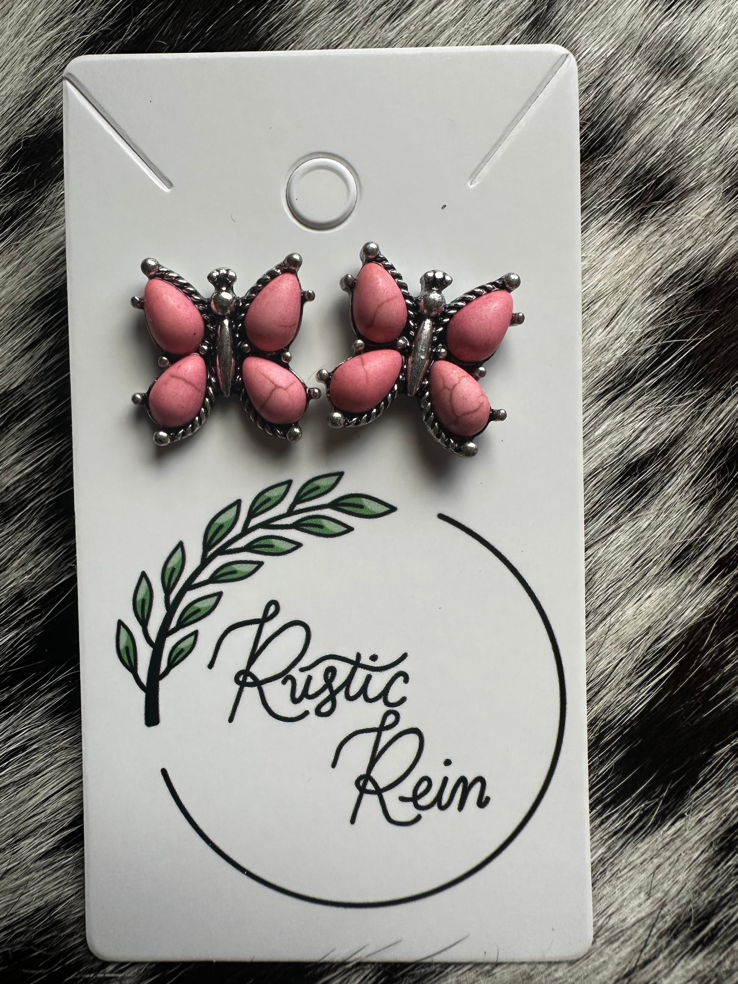 Pink butterfly earrings