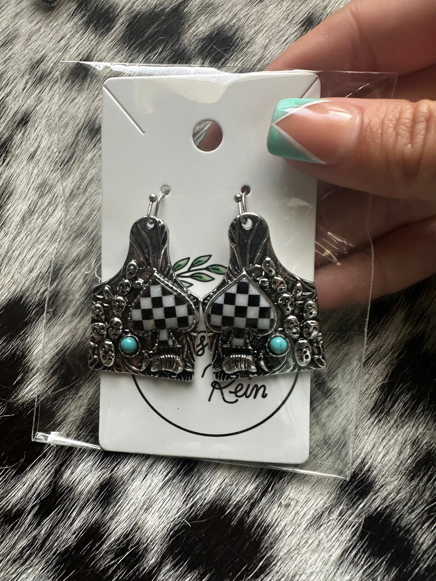 Cow tag earrings