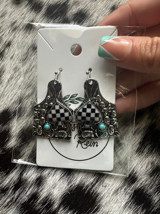 Cow tag earrings